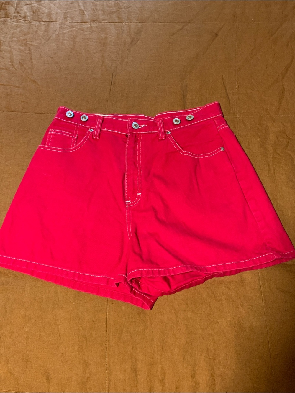 Vintage 90's Women’s High-Waist Red denim Shorts